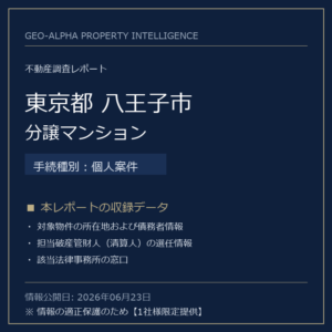 【調査レポート】東京都八王子市・分譲マンション（個人案件手続事案）