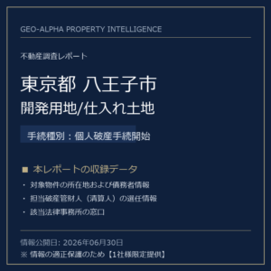 【調査レポート】東京都八王子市・開発用地/仕入れ土地（個人破産手続開始手続事案）