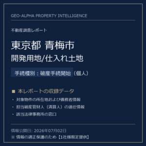 【調査レポート】東京都青梅市・開発用地/仕入れ土地（破産手続開始（個人）手続事案）